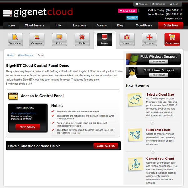 GigeNET Cloud Demo GigeNET Cloud Demo