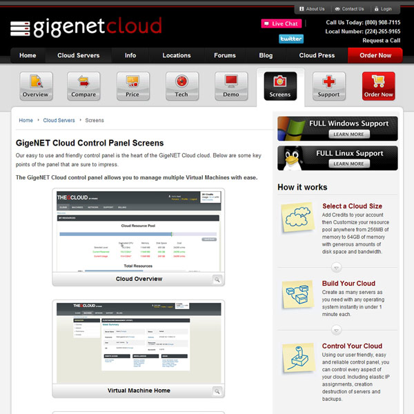 GigeNET Cloud Control Panel Screens GigeNET Cloud Control Panel Screens