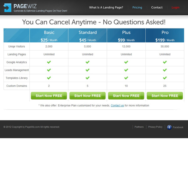 PageWiz Pricing PageWiz Pricing