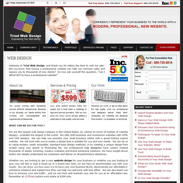Triad Web Design Homepage Triad Web Design Homepage