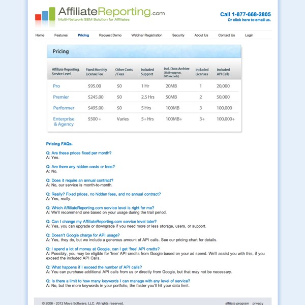 AffiliateReporting.com Pricing