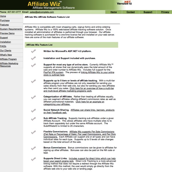 Affiliate Wiz Features