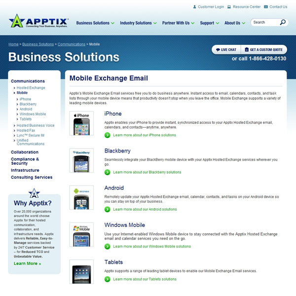 Apptix Mobile Exchange Email