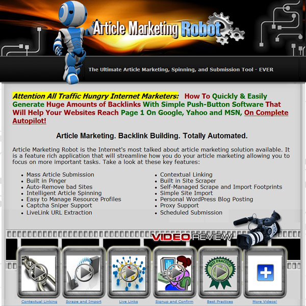 Article Marketing Robot Homepage