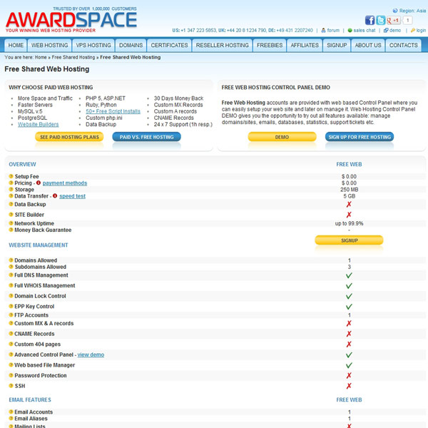 AwardSpace Free Shared Web Hosting