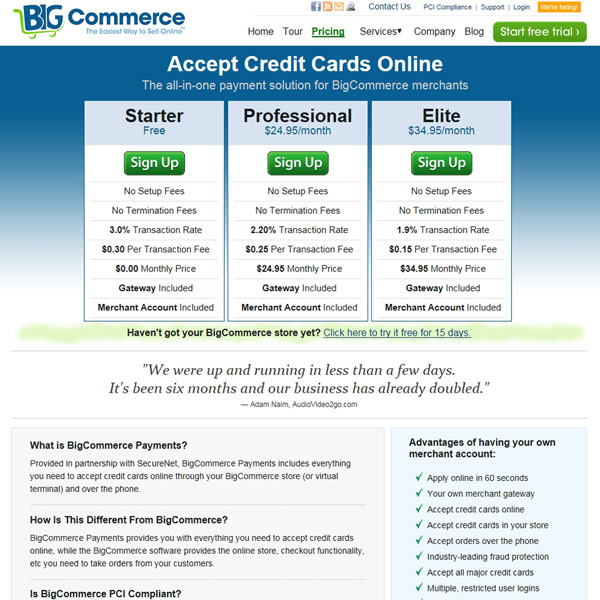 BigCommerce Accept Credit Cards