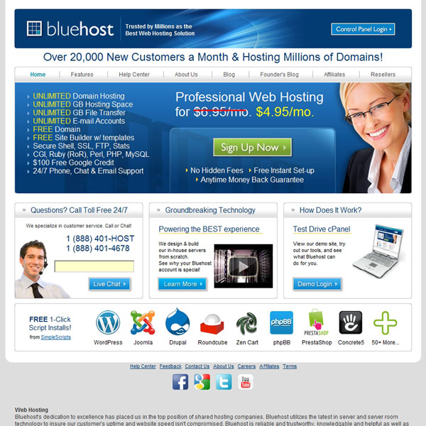 Bluehost Homepage