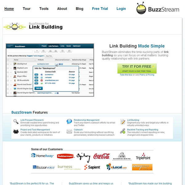 BuzzStream Homepage