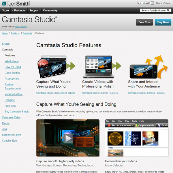 Camtasia Studio Features