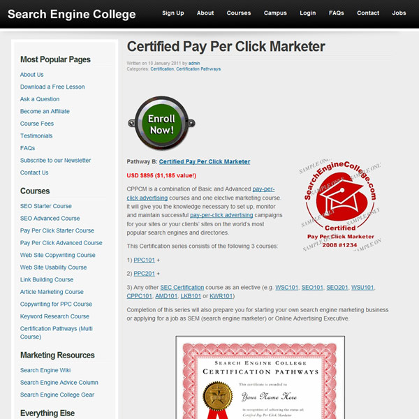 Certified Pay Per Click Marketer Homepage