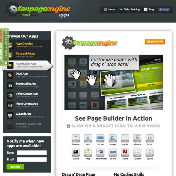 FanPageEngine Drag and Drop Design