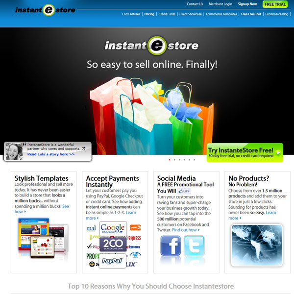 InstanteStore Homepage