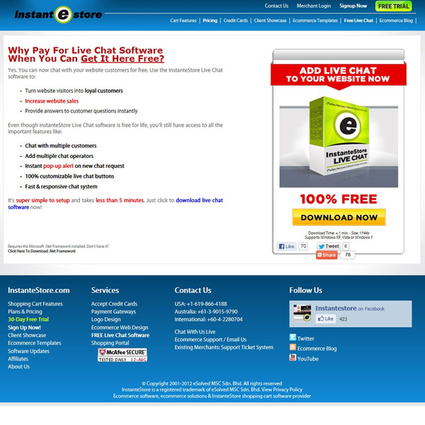 InstanteStore Live Chat Software