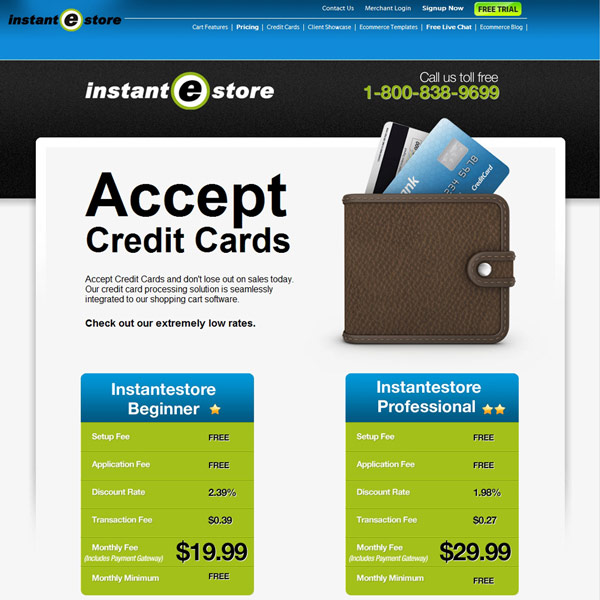 InstanteStore Accept Credit Cards