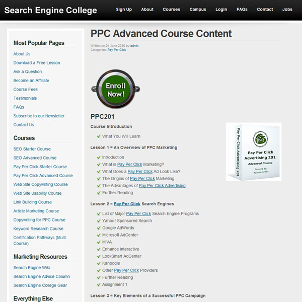 Pay Per Click Advanced Course Content