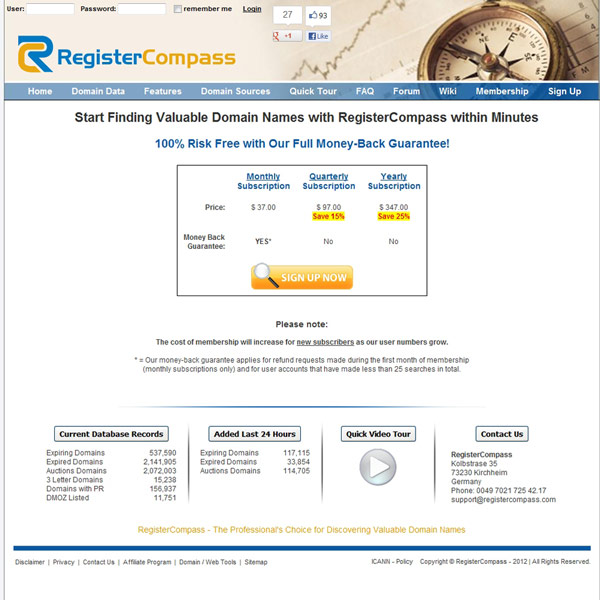RegisterCompass Pricing