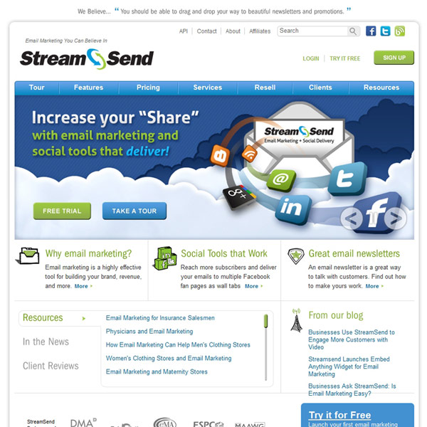 StreamSend Homepage