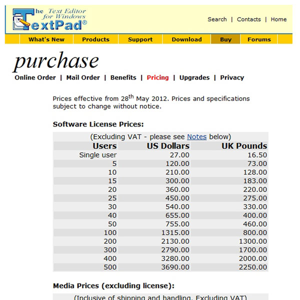 TextPad Pricing