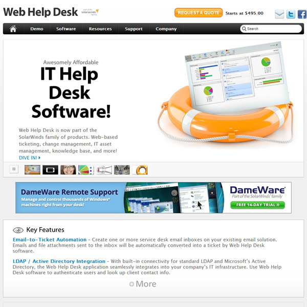 Web Help Desk Homepage