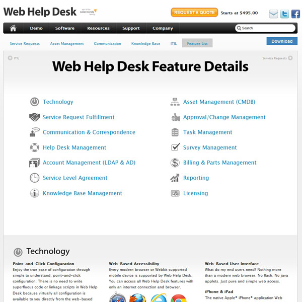 Web Help Desk Features