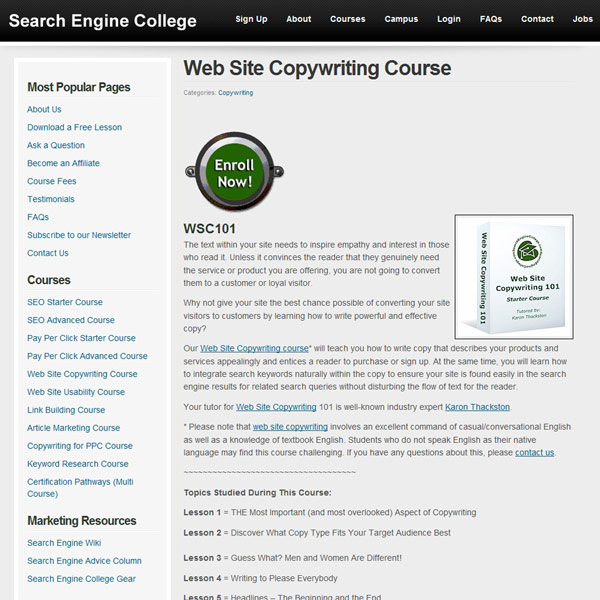 website copywriting course