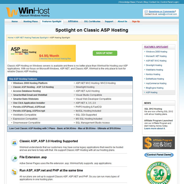 WinHost Classic ASP Hosting
