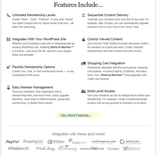 Wishlist Member Features