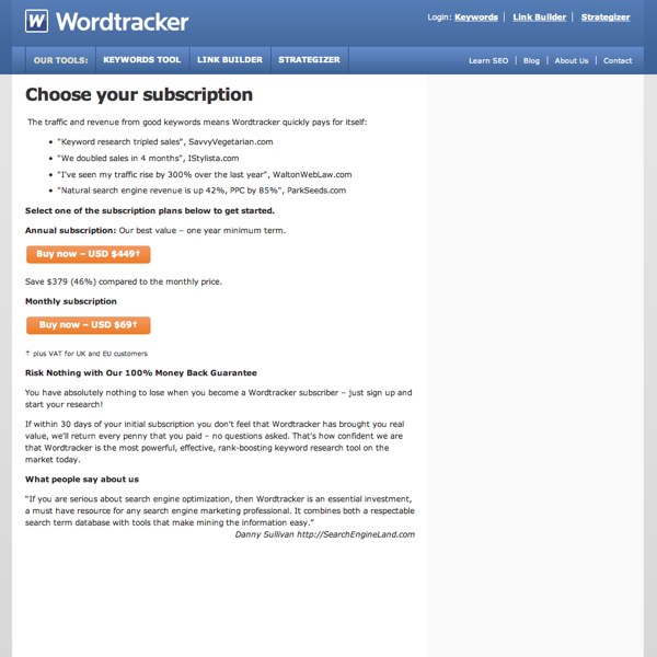 Wordtracker Keywords Pricing